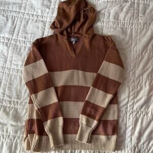 marled reunited Striped knit sweater sz s beige brown earthy woodland fairy